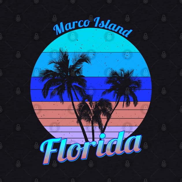 Marco Island Florida Retro Tropical Palm Trees Vacation by macdonaldcreativestudios